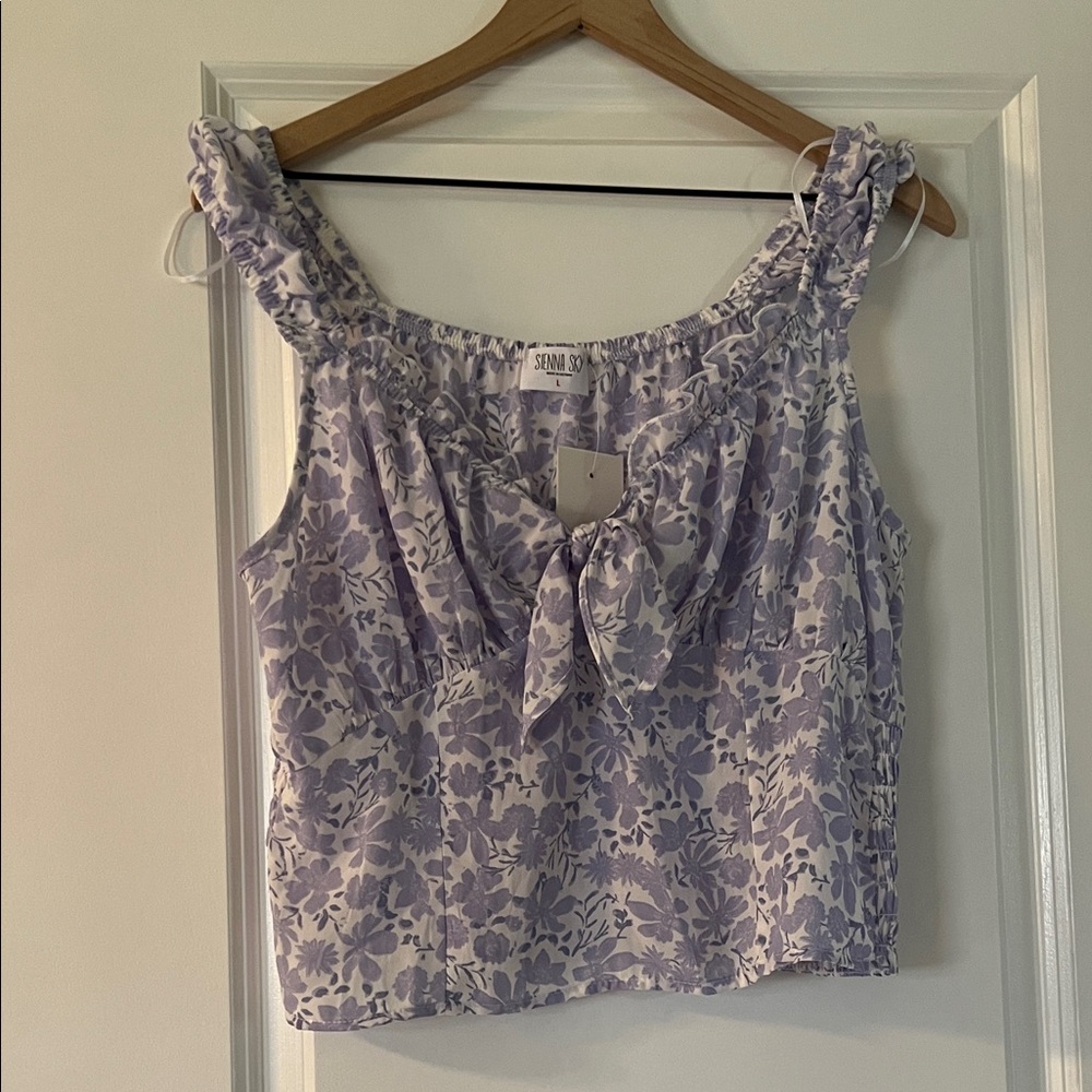 Sienna Sky Lavender Floral Tie-Front Top